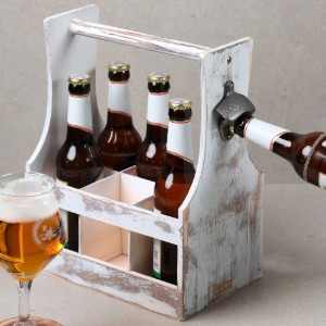 Кутия за транспорт на бирени бутилки, с 6 отделения, Vintage White - Kesper