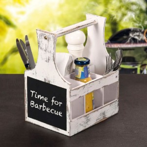 Прибори и държач за подправки, 6 отделения, Vintage White - Kesper