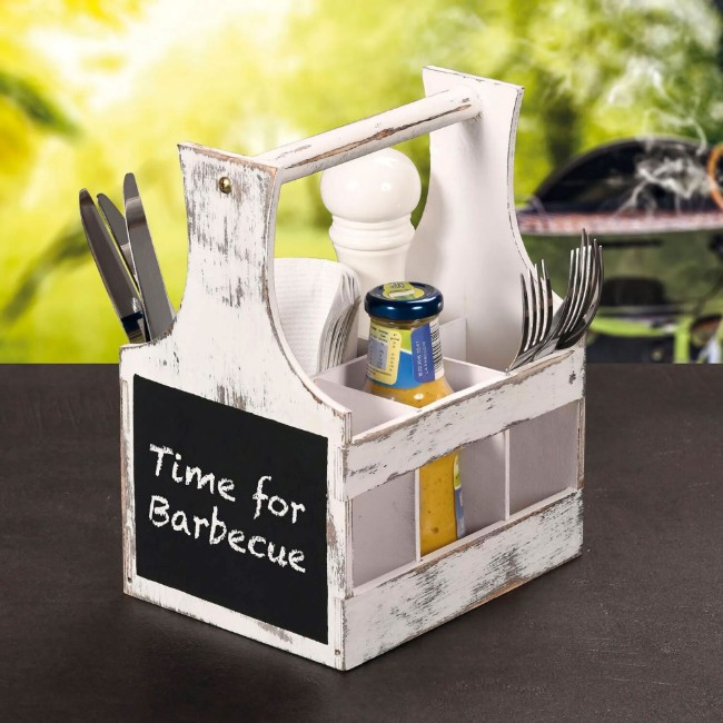 Прибори и държач за подправки, 6 отделения, Vintage White - Kesper