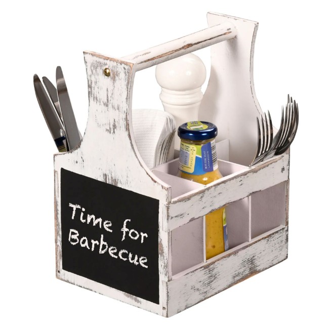 Прибори и държач за подправки, 6 отделения, Vintage White - Kesper