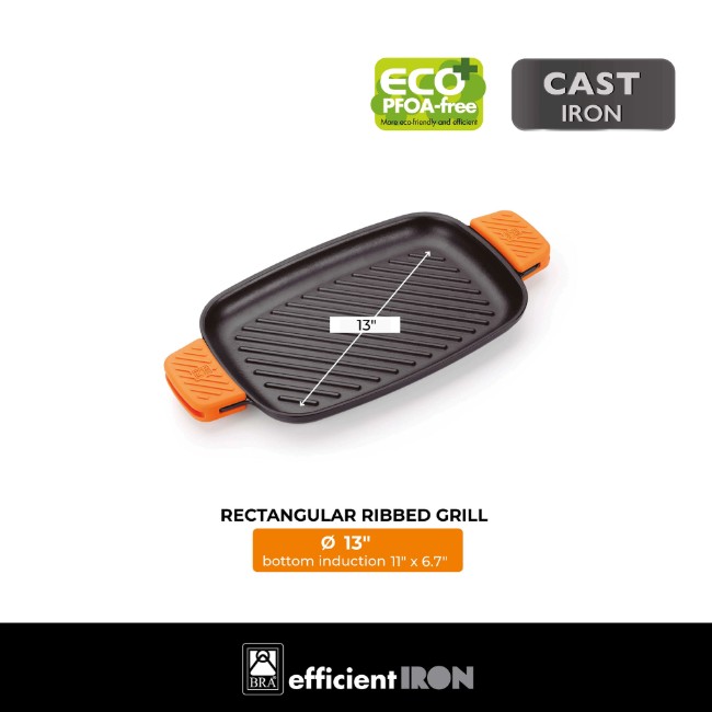 Тава за грил, чугунена, 33 x 22 см, "Efficient Iron" - BRA