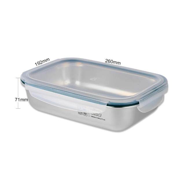Правоъгълна кутия за обяд, неръждаема стомана, 1900 мл, "Simple" - Cuitisan