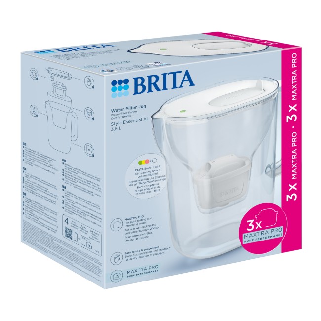 Стартов пакет BRITA Style Essential 3.6 L + 3 филтъра Maxtra Pro (White)