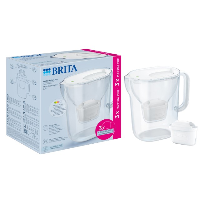 Стартов пакет BRITA Style Essential 3.6 L + 3 филтъра Maxtra Pro (White)