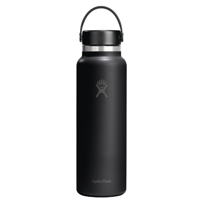 Бутилка за вода "Wide Mouth", неръждаема стомана, 1.18 л, Black - Hydro Flask