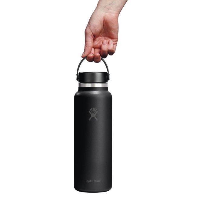 Бутилка за вода "Wide Mouth", неръждаема стомана, 1.18 л, Black - Hydro Flask