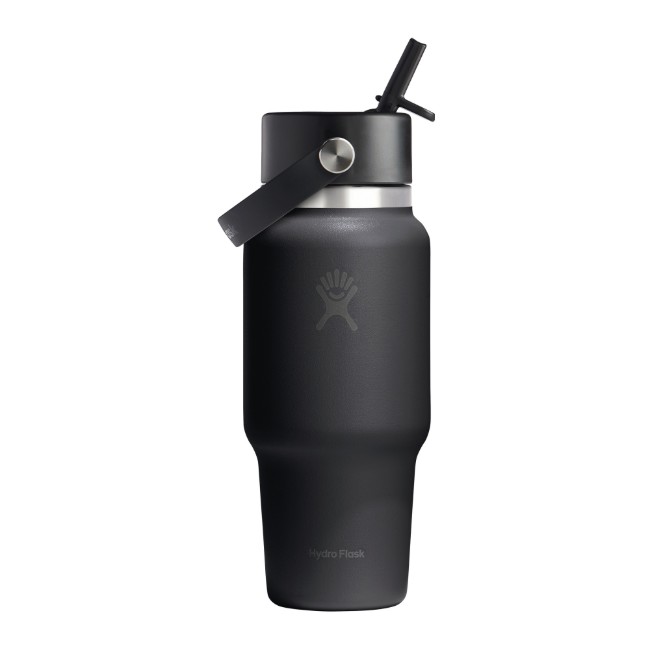 Бутилка за вода "Wide Straw", неръждаема стомана, 710 мл, черна - Hydro Flask