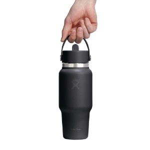 Бутилка за вода "Wide Straw", неръждаема стомана, 710 мл, черна - Hydro Flask