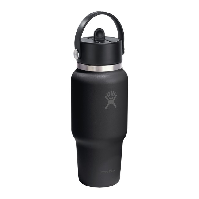 Бутилка за вода "Wide Straw", неръждаема стомана, 710 мл, черна - Hydro Flask