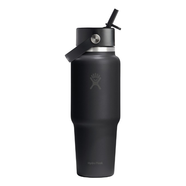 Бутилка за вода "Wide Straw", неръждаема стомана, 950 мл, Black - Hydro Flask