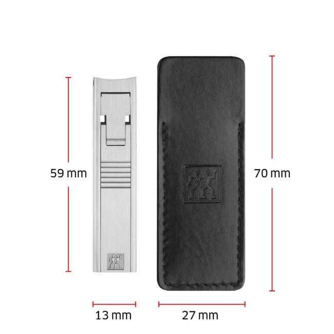 Компактна нокторезачка, неръждаема стомана, 59 мм, черен защитен кожен калъф - Zwilling PREMIUM