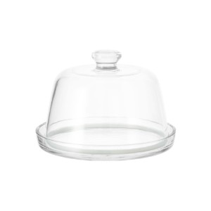 Плато за сервиране на сирена, с капак, 22 см, изработено от стъкло - Borgonovo