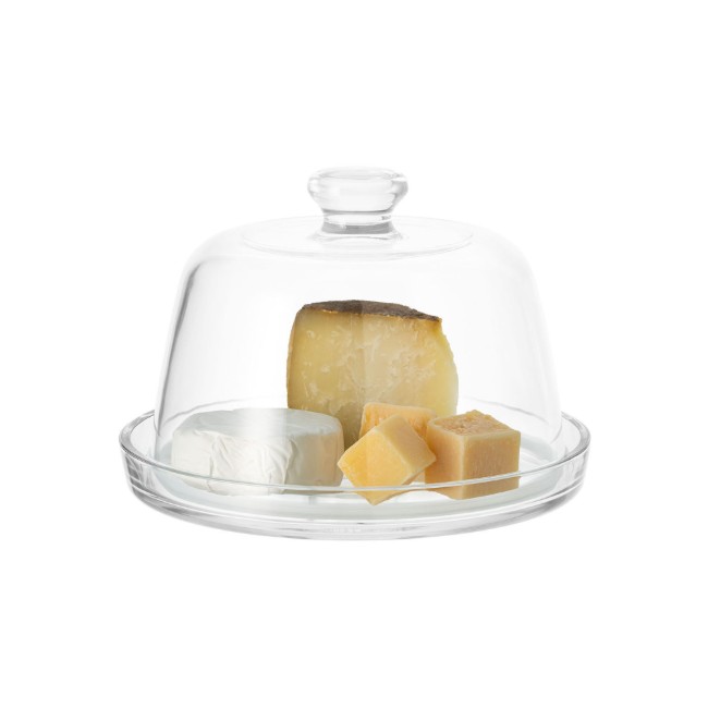 Плато за сервиране на сирена, с капак, 22 см, изработено от стъкло - Borgonovo