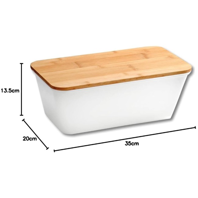 Кутия за хляб с дъска за рязане, пластмаса, 35 x 20 x 14 см, бяла -  Kesper