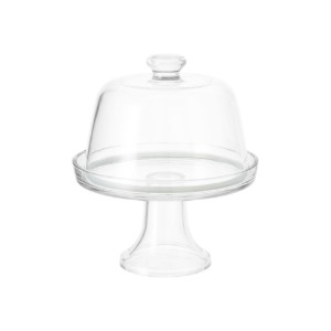 Плато за сервиране на сирена, с крак и капак, 22 см, изработено от стъкло - Borgonovo
