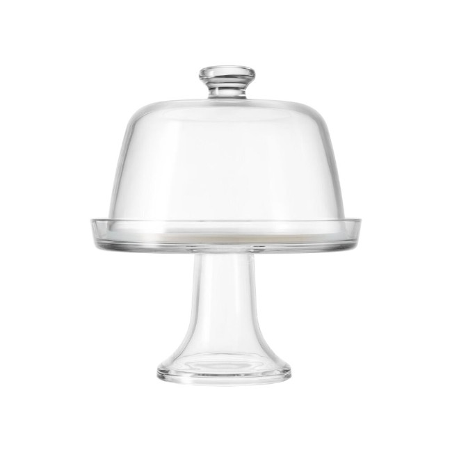 Плато за сервиране на сирена, с крак и капак, 22 см, изработено от стъкло - Borgonovo