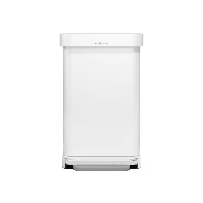 Кошче за боклук с педали, правоъгълно, 45 L, Бяло - simplehuman