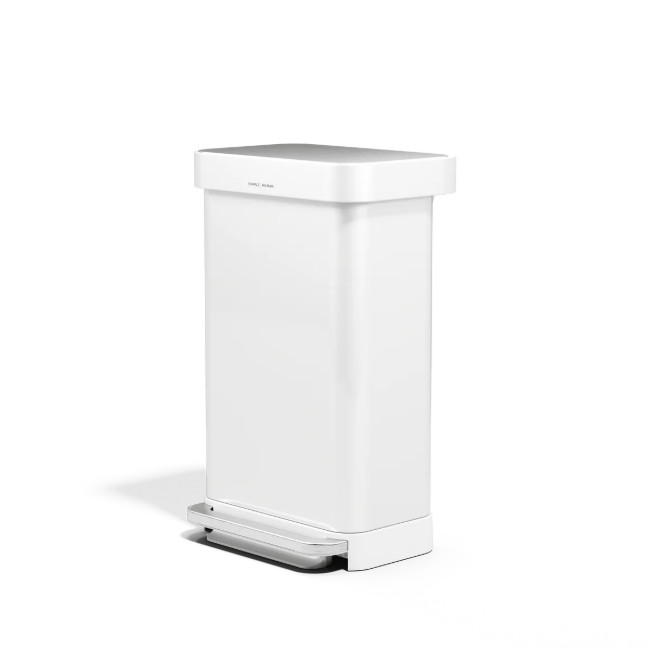 Кошче за боклук с педали, правоъгълно, 45 L, Бяло - simplehuman