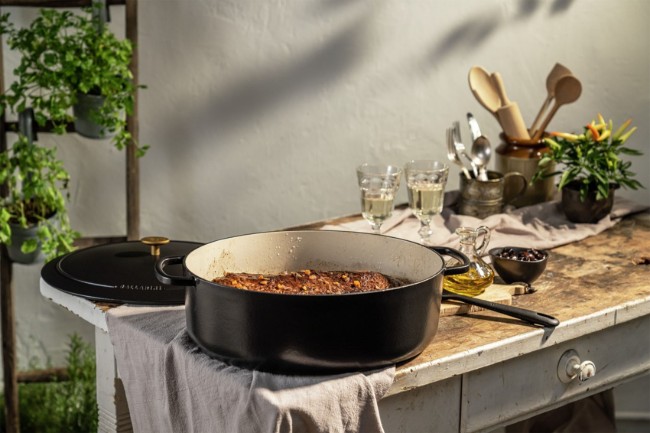 Овална тенджера за готвене Cocotte, чугунена, 33 см / 6 л, "Bellamonte", черна - Ballarini