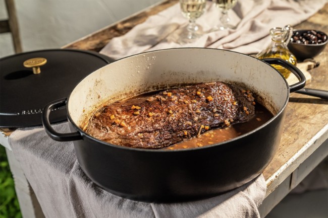 Овална тенджера за готвене Cocotte, чугунена, 33 см / 6 л, "Bellamonte", черна - Ballarini