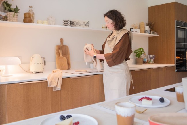 Комплект от 2 кухненски кърпи, микрофибър, 40 x 60 см,  "Essential", Sand - Tiseco