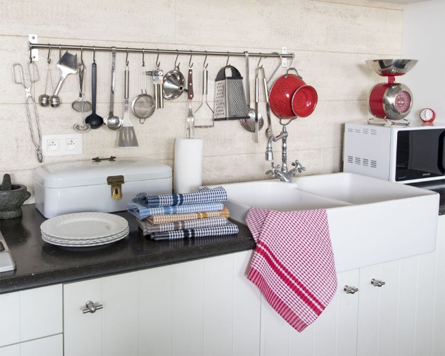 Комплект от 4 кухненски кърпи, 50 x 70 см "Waffle", черно - Tiseco