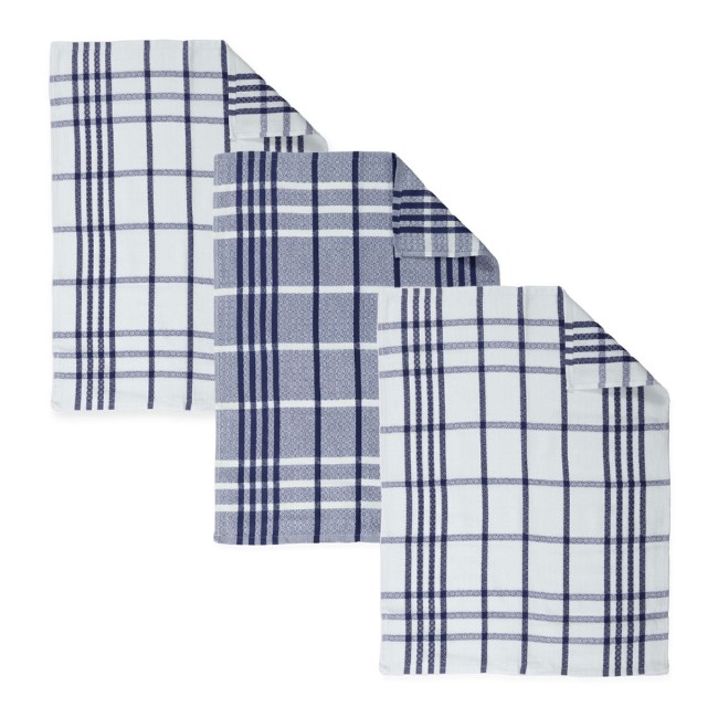 Комплект от 3 кухненски кърпи, органичен памук, 50 x 70 см, синьо - Tiseco