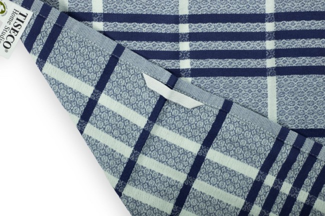 Комплект от 3 кухненски кърпи, органичен памук, 50 x 70 см, синьо - Tiseco