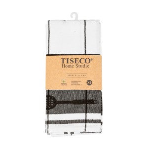 Комплект от 3 кухненски кърпи, памук, 50 x 70 см, "Pharao", черно - Tiseco