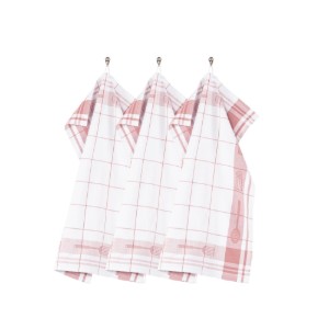 Комплект от 3 кухненски кърпи, памук, 50 x 70 см, "Pharao", розово - Tiseco