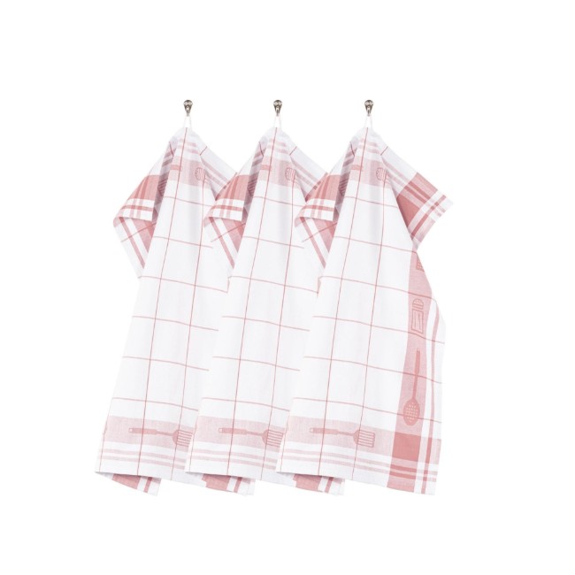 Комплект от 3 кухненски кърпи, памук, 50 x 70 см, "Pharao", розово - Tiseco