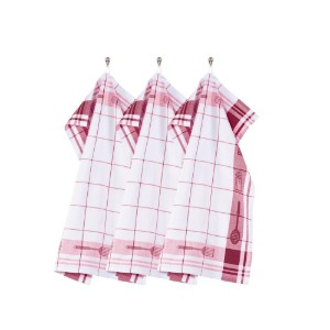 Комплект от 3 кухненски кърпи, памук, 50 x 70 см, "Pharao", червено - Tiseco