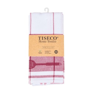 Комплект от 3 кухненски кърпи, памук, 50 x 70 см, "Pharao", червено - Tiseco