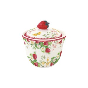 Захарница, с капак, порцеланова, 200 мл, "Jardin des Fraises" - Easy Life
