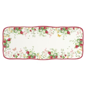 Плато за сервиране, изработено от порцелан, 36 x 15 см, "Jardin des Fraises" - Easy Life