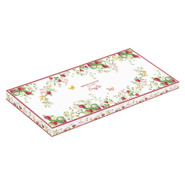 Плато за сервиране, изработено от порцелан, 36 x 15 см, "Jardin des Fraises" - Easy Life