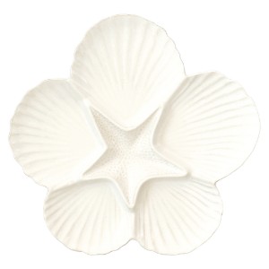Поднос за сервиране на предястия, с 6 отделения, порцеланов, 32,5 см, "Coquillages White" - Easy Life