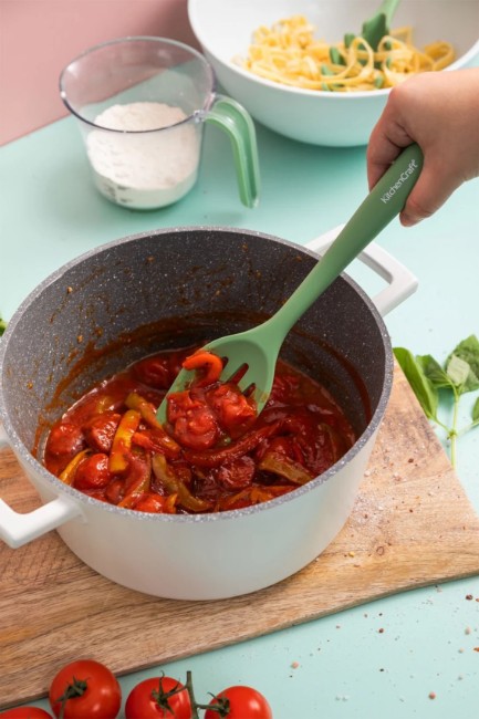 Лъжица с прорези, силикон, 27 см, зелен - Kitchen Craft