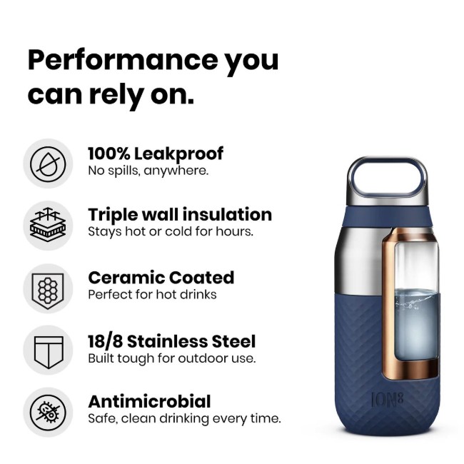 ROAM бутилка за вода, неръждаема стомана, 320 ml, Red Fire - Ion8
