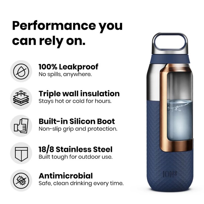 ROAM бутилка за вода, неръждаема стомана, 835 ml, Forest Green - Ion8