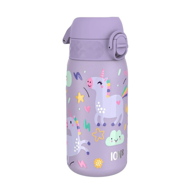 Детска бутилка за вода, неръждаема стомана, 400 мл, Periwinkle, Unicorns - Ion8