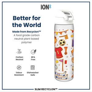Детска бутилка за вода SLIM, recyclon, 500 мл, Football - Ion8