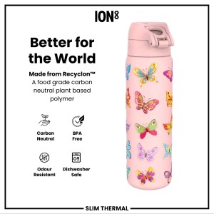 SLIM бутилка за вода, неръждаема стомана, 500 ml, Butterfly - Ion8