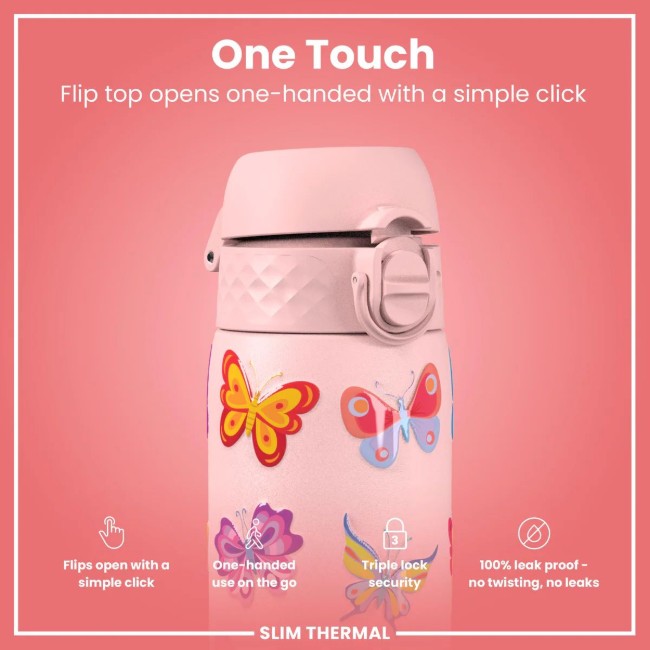 SLIM бутилка за вода, неръждаема стомана, 500 ml, Butterfly - Ion8