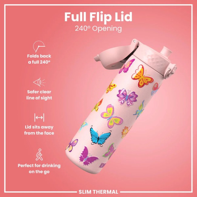 SLIM бутилка за вода, неръждаема стомана, 500 ml, Butterfly - Ion8