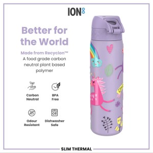 SLIM бутилка за вода, неръждаема стомана, 500 ml, Unicorns Periwinkle - Ion8