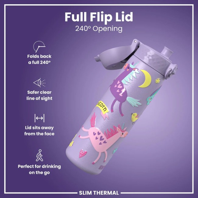 SLIM бутилка за вода, неръждаема стомана, 500 ml, Unicorns Periwinkle - Ion8