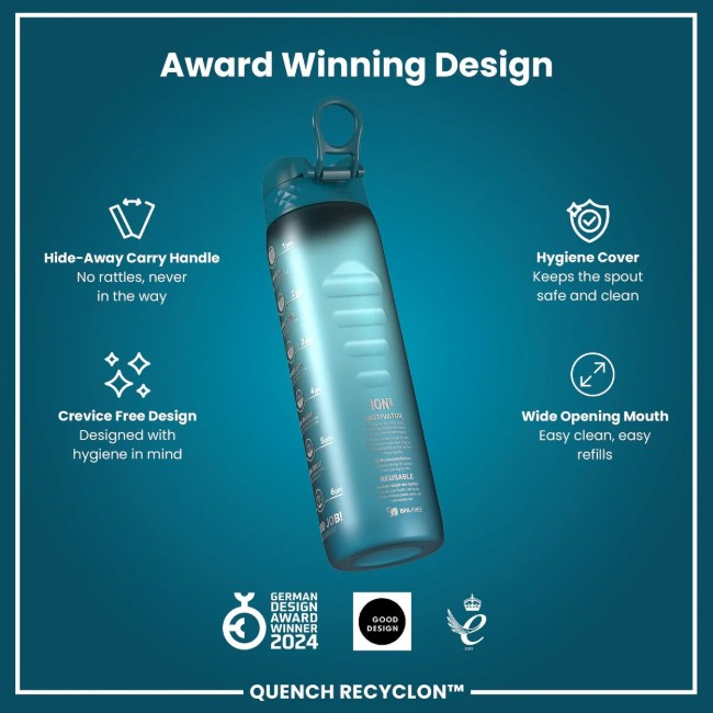 Бутилка за вода Times To Drink, рециклирана, 1 л, Teal&Blue - Ion8