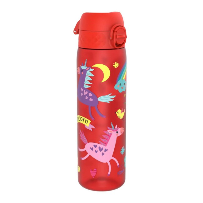 SLIM детска бутилка за вода, рециклон, 500 мл, Red Unicorns - Ion8