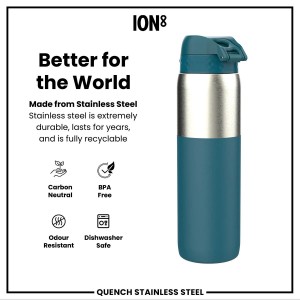 Бутилка за вода, неръждаема стомана, 1.2 L, Deep Teal - Ion8